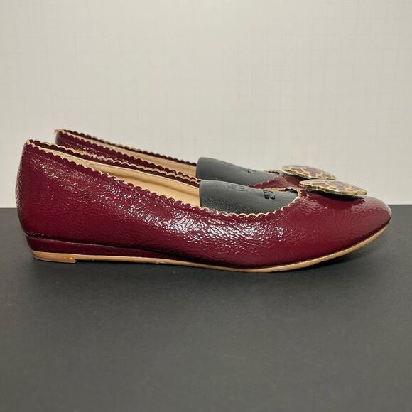 Womens ANNA Burgundy by LINDSAY PHILLIPS Patent Leather Ballet Flats / Size 7.5 - Picture 2 of 9